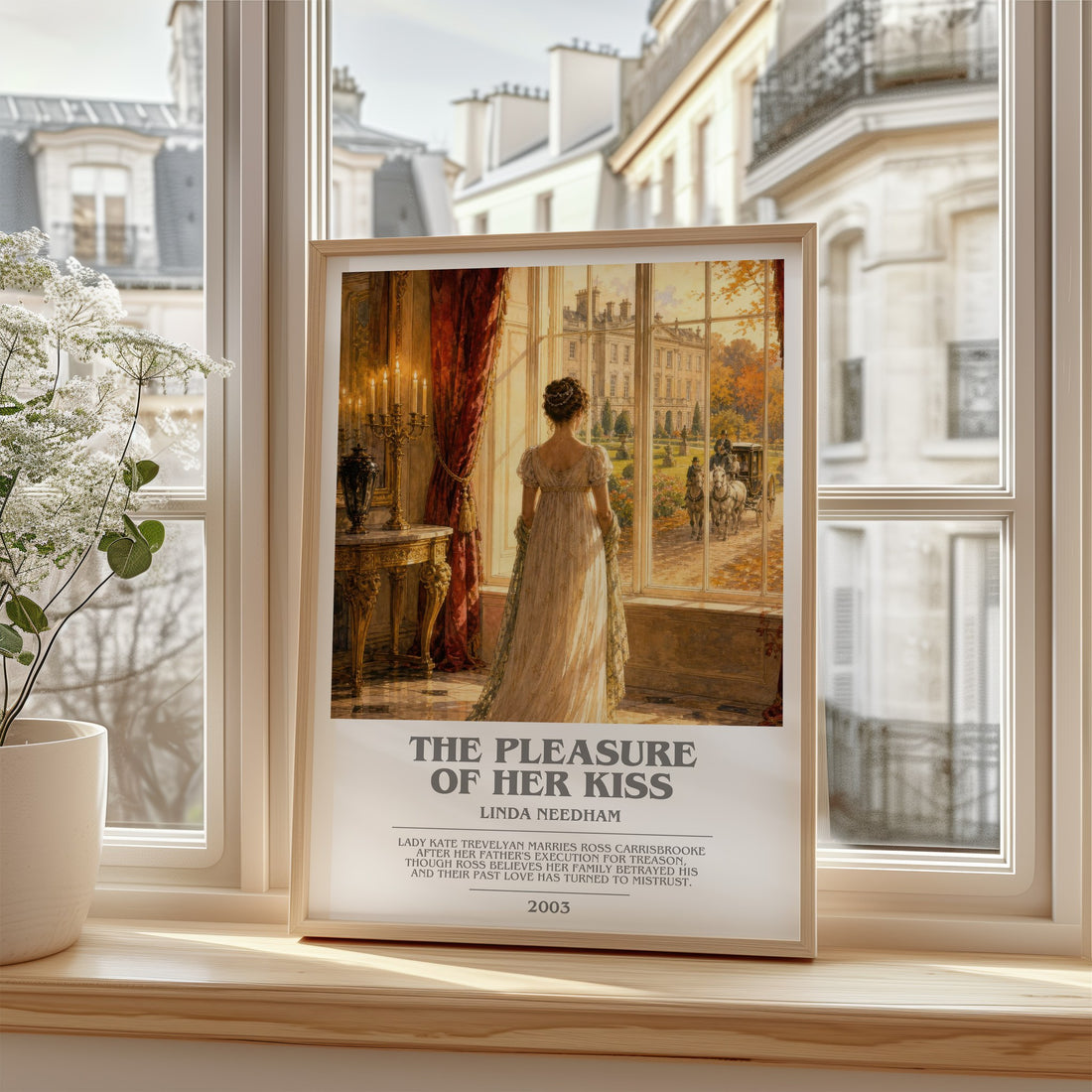 The Pleasure of Her Kiss bookish poster colour and style options – Linda Needham book art