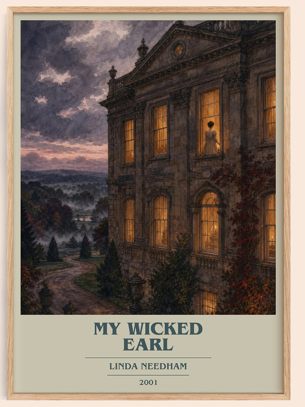 My Wicked Earl book cover book poster by Linda Needham – framed literary art print