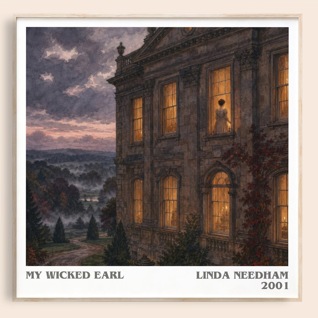My Wicked Earl literary book poster by Linda Needham – framed literary art print