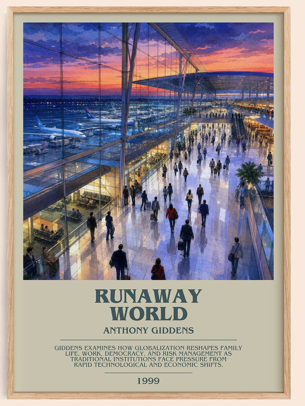Runaway world bookish book poster by Anthony Giddens – framed literary art print