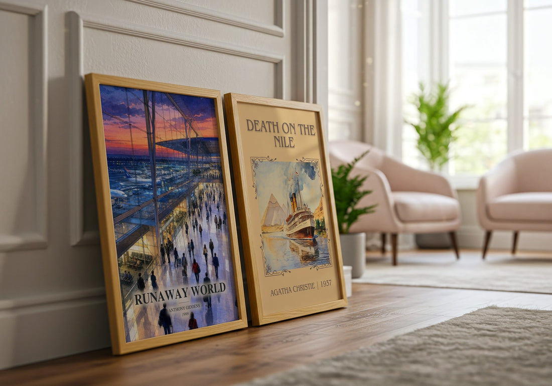 Runaway world watercolour print framed by window – literary home decor