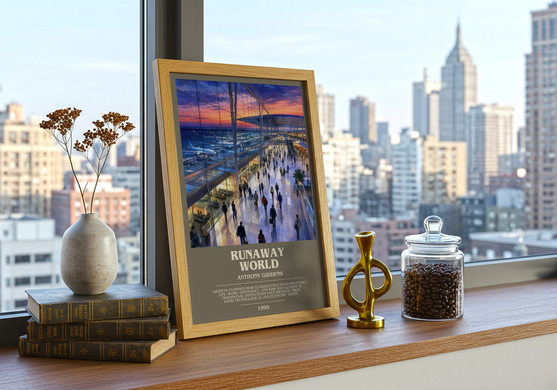 Runaway world bookish print framed by window – literary home decor