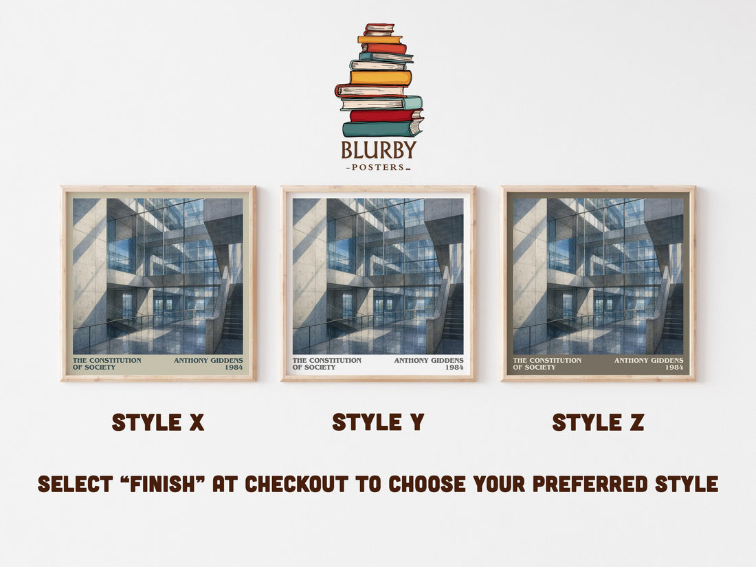 The constitution of society literary print in frame leaning in hallway – non fiction wall art (mockup)