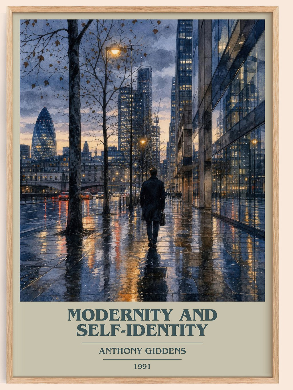 Modernity and self-identity book cover book poster by Anthony Giddens – framed literary art print