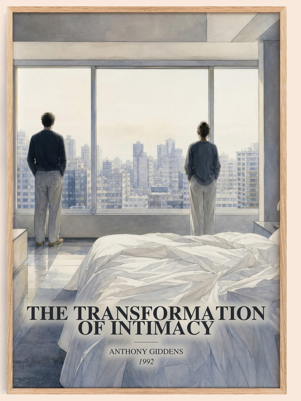 The transformation of intimacy watercolour book poster by Anthony Giddens – framed literary art print