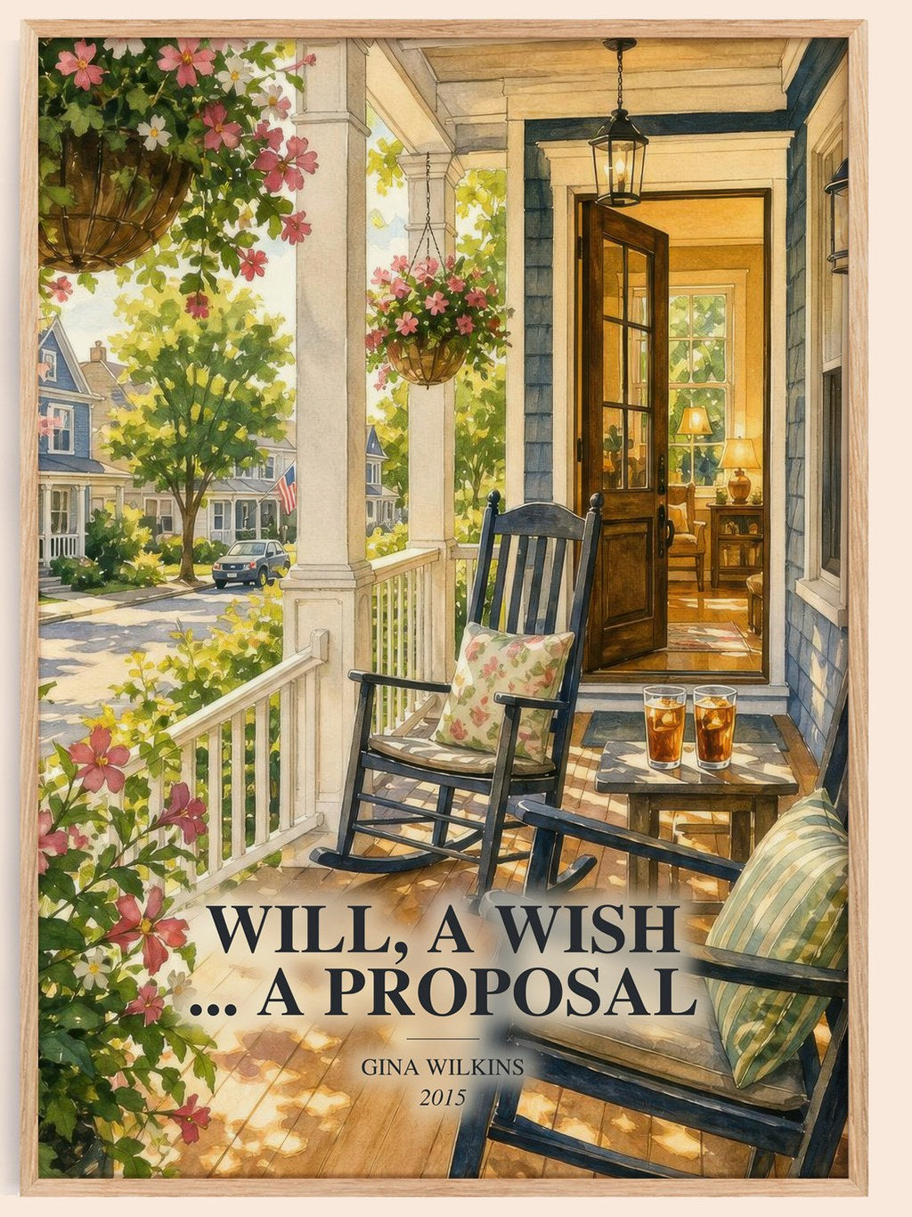 Will, a Wish ... a Proposal watercolour book poster by Gina Wilkins – framed literary art print