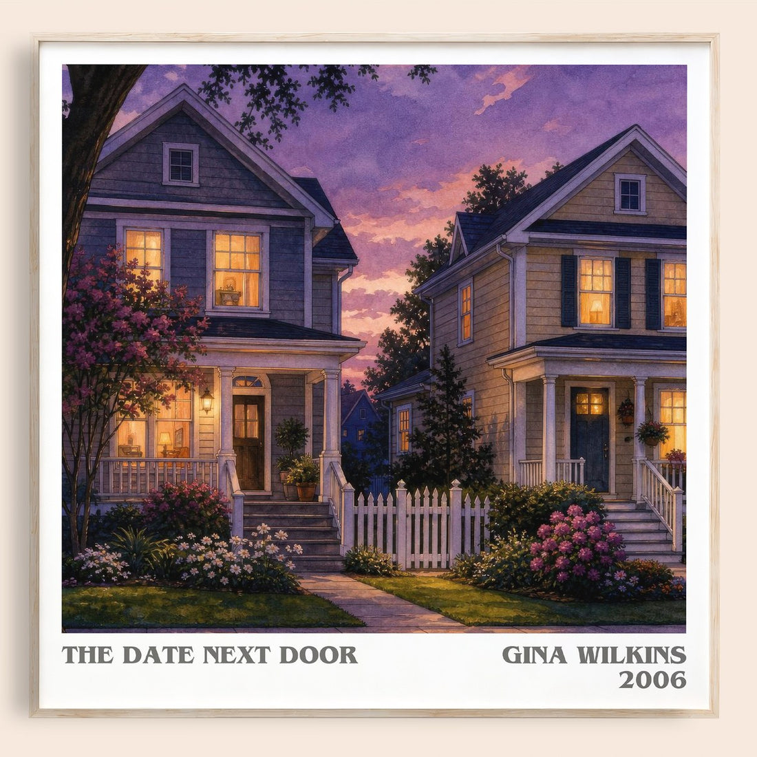 The Date Next Door literary book poster by Gina Wilkins – framed literary art print