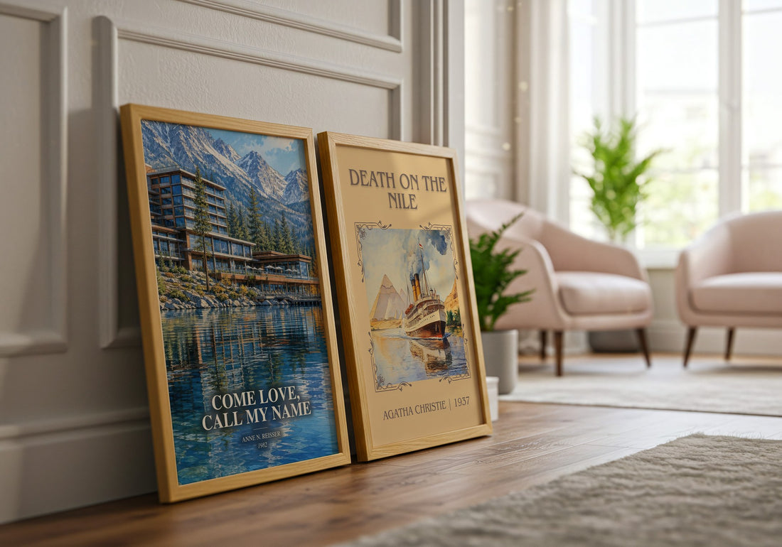 Come Love, Call My Name watercolour print framed by window – literary home decor