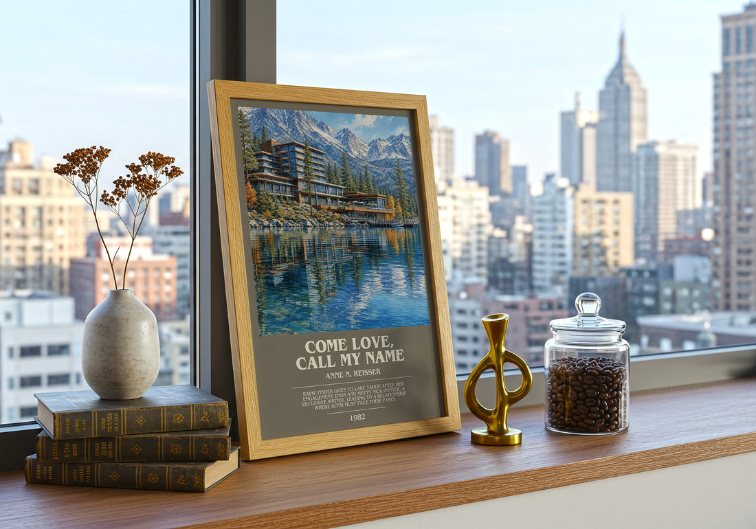 Come Love, Call My Name bookish print framed by window – literary home decor