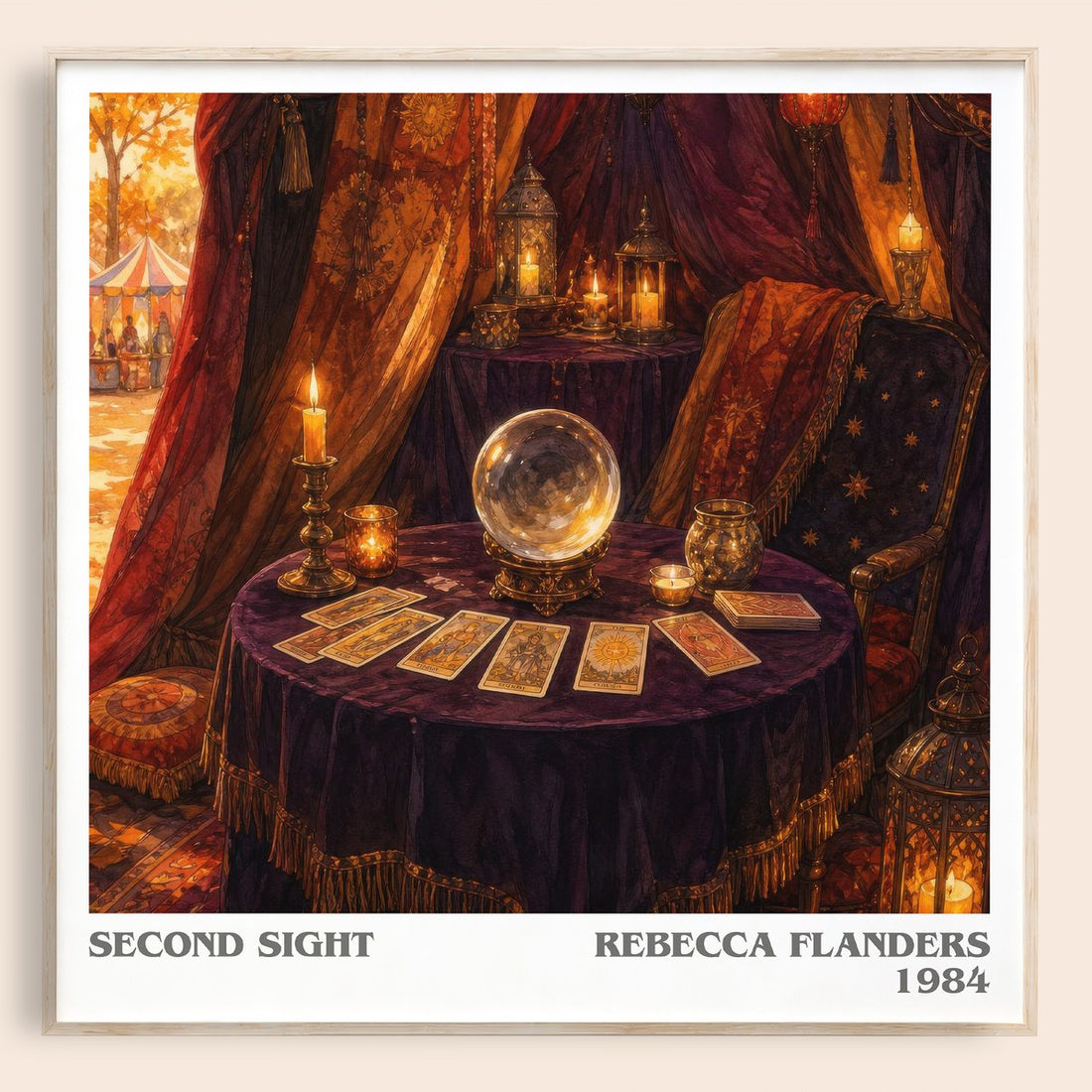 Second Sight literary book poster by Rebecca Flanders – framed literary art print