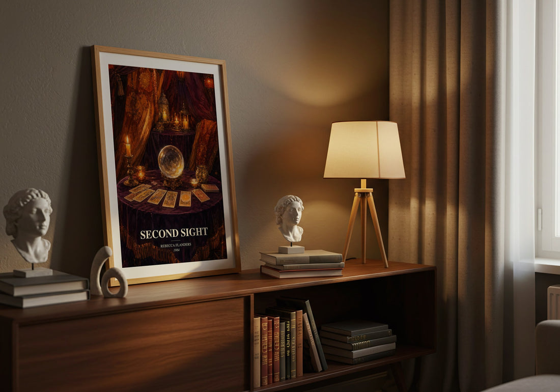 Second Sight watercolour print on bookshelf – Rebecca Flanders fan gift