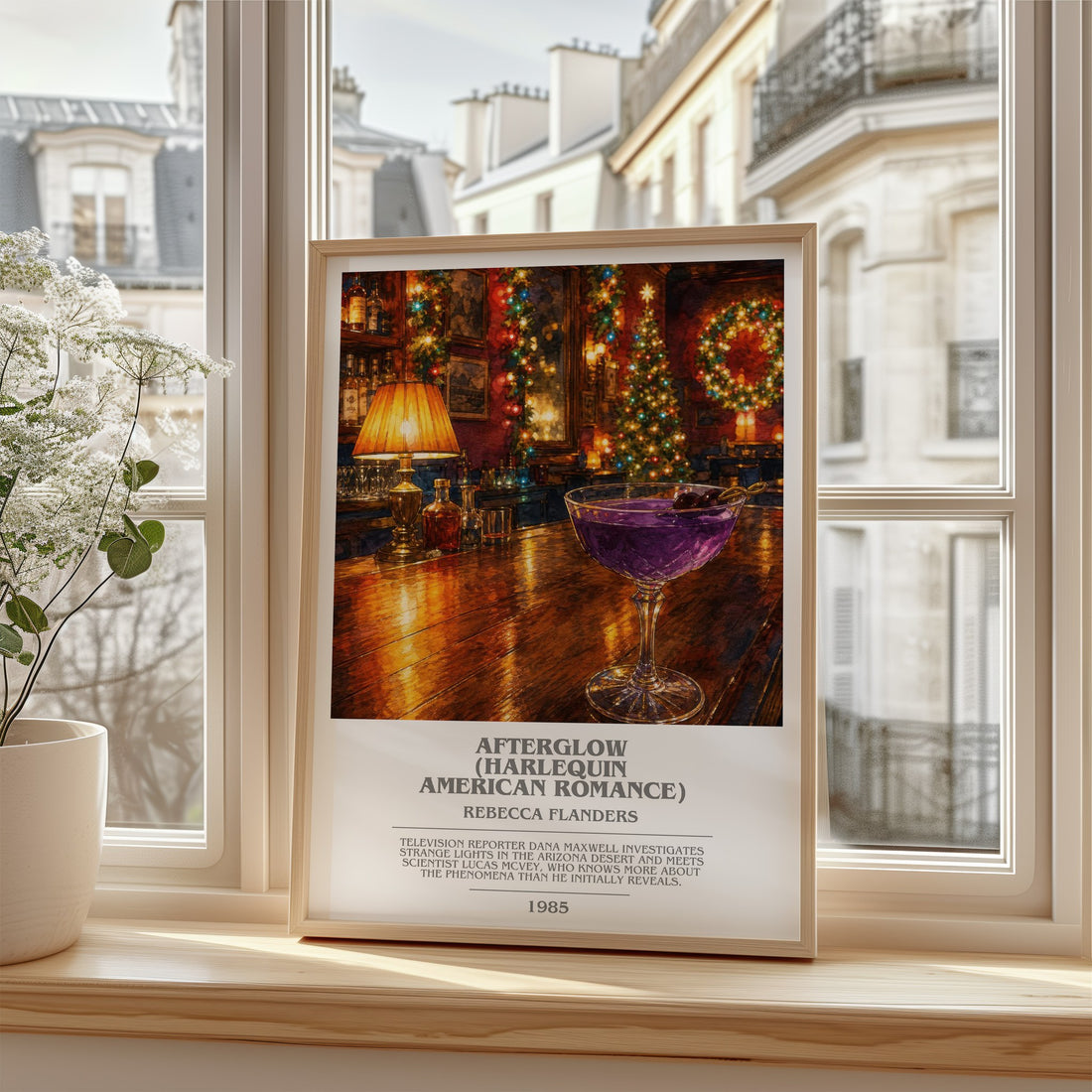 Afterglow (Harlequin American Romance) Bookish Wall Art by R. Flanders – framed print by a bright window