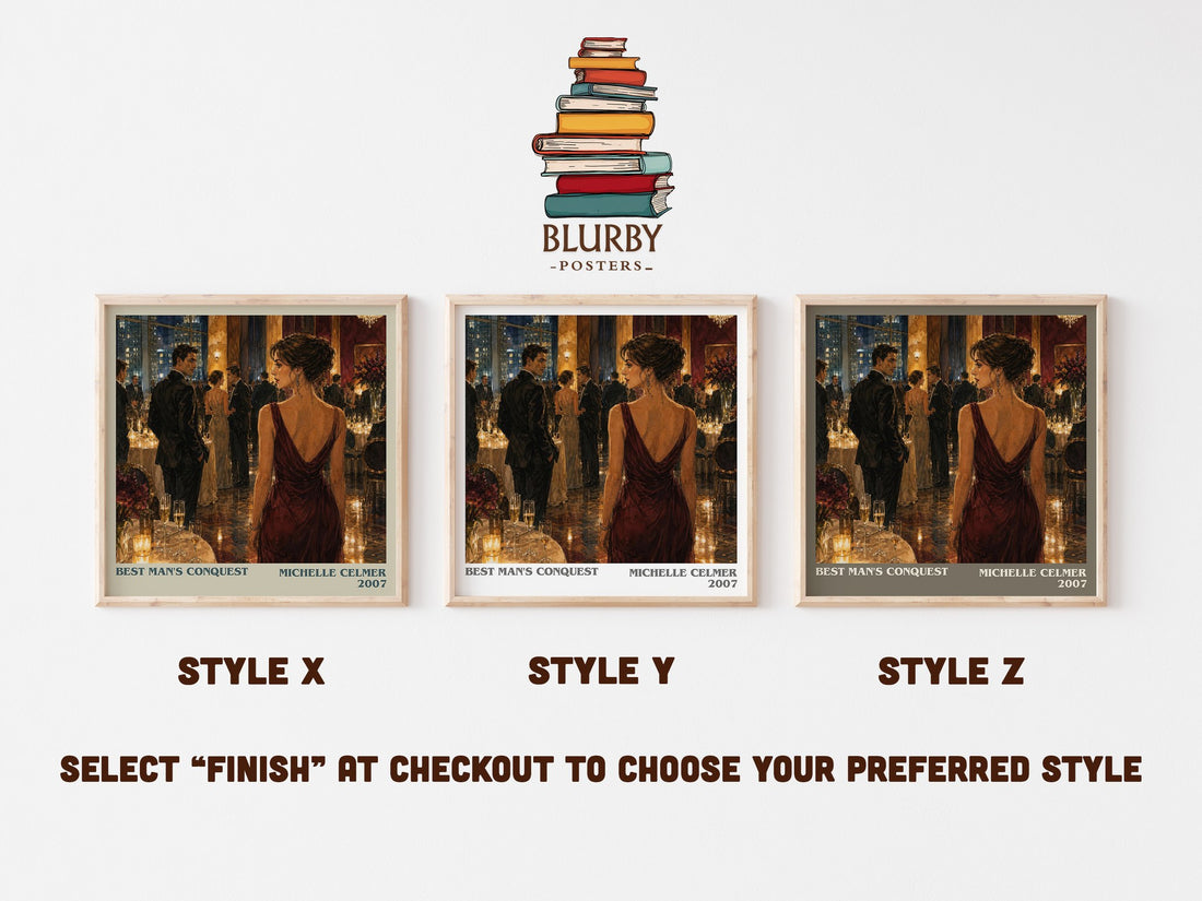 Best Man's Conquest literary print in frame leaning in hallway – romance wall art (mockup)