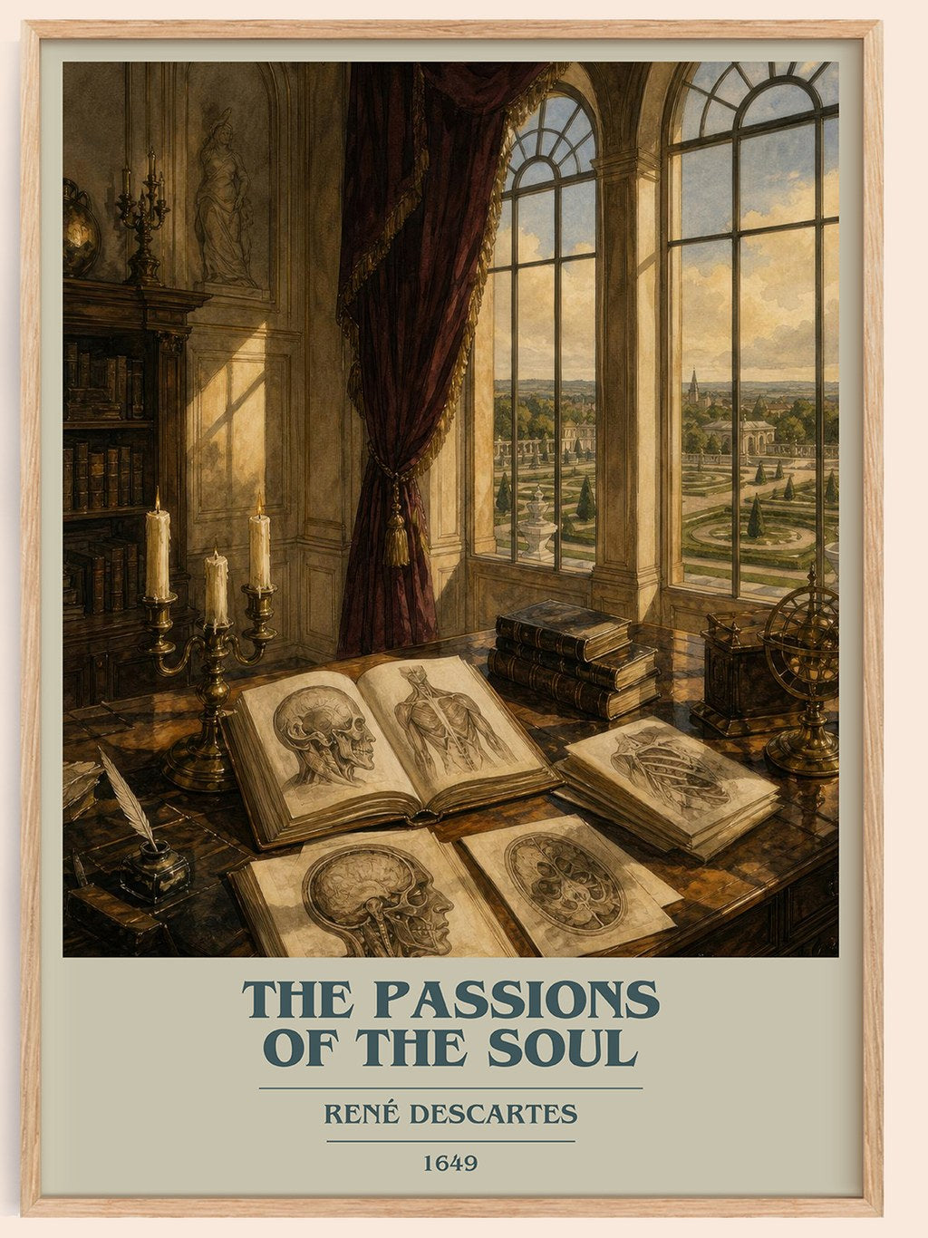 The Passions of the Soul book cover book poster by René Descartes – framed literary art print