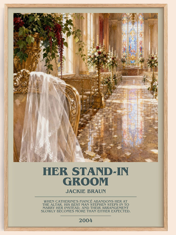 Her Stand-In Groom bookish book poster by Jackie Braun – framed literary art print