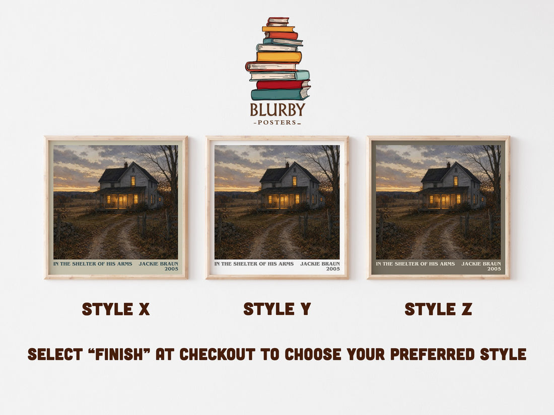 In The Shelter Of His Arms literary print in frame leaning in hallway – romance wall art (mockup)