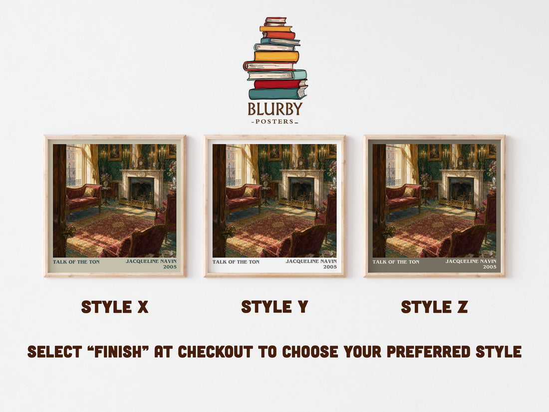Talk of the Ton literary print in frame leaning in hallway – romance wall art (mockup)