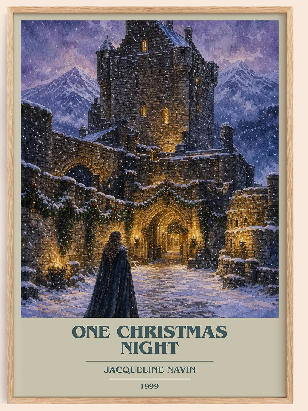 One Christmas Night book cover book poster by Jacqueline Navin – framed literary art print