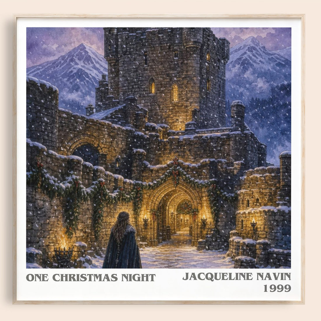 One Christmas Night literary book poster by Jacqueline Navin – framed literary art print