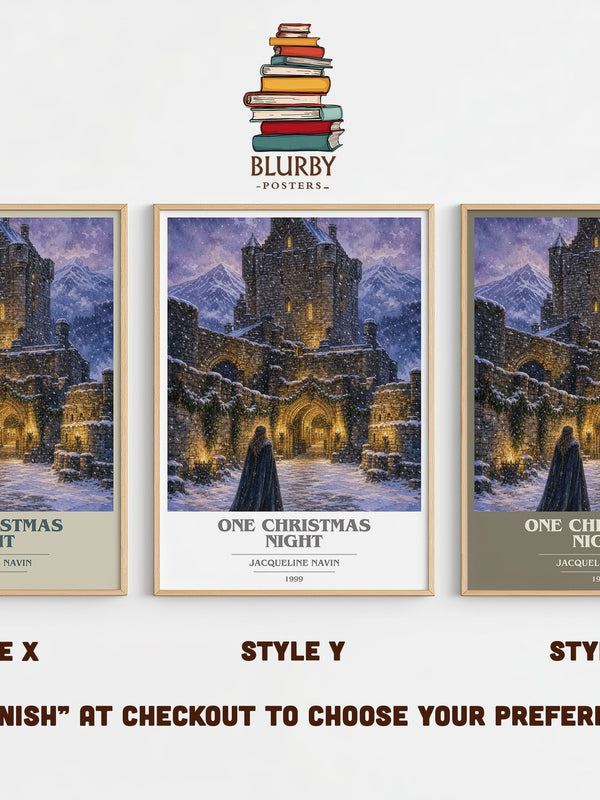 One Christmas Night book cover print in frame leaning in hallway – romance wall art