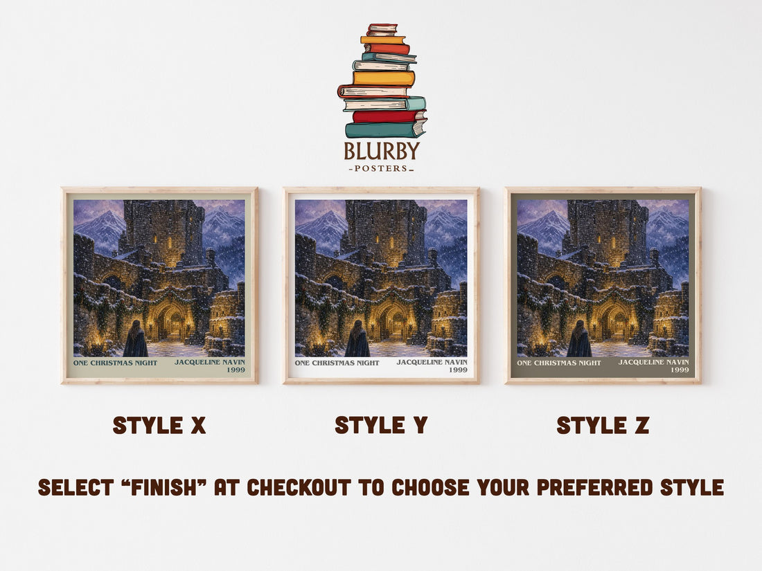 One Christmas Night literary print in frame leaning in hallway – romance wall art (mockup)