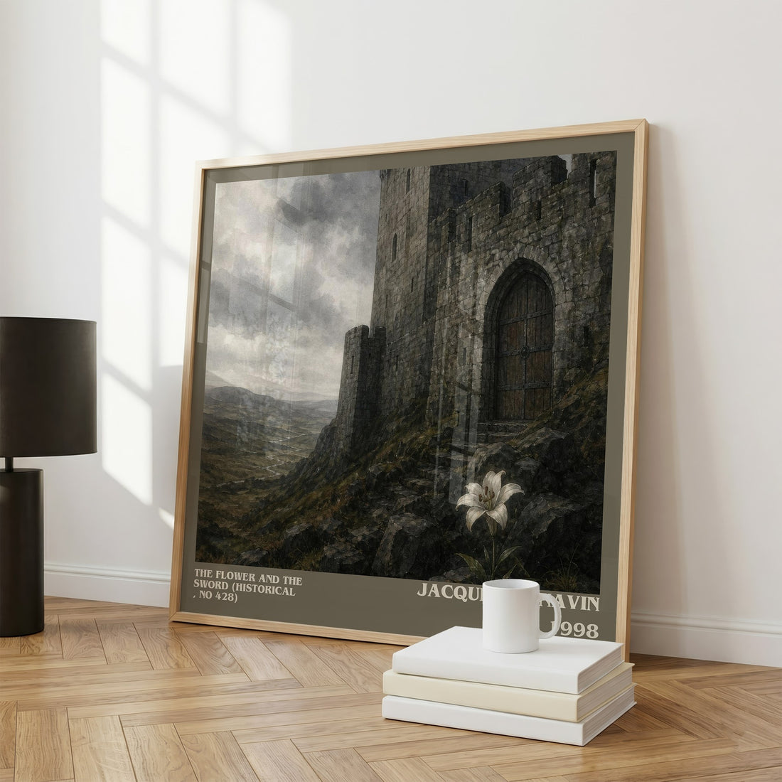 The Flower and the Sword (Historical , No 428) literary print framed by window – literary home decor