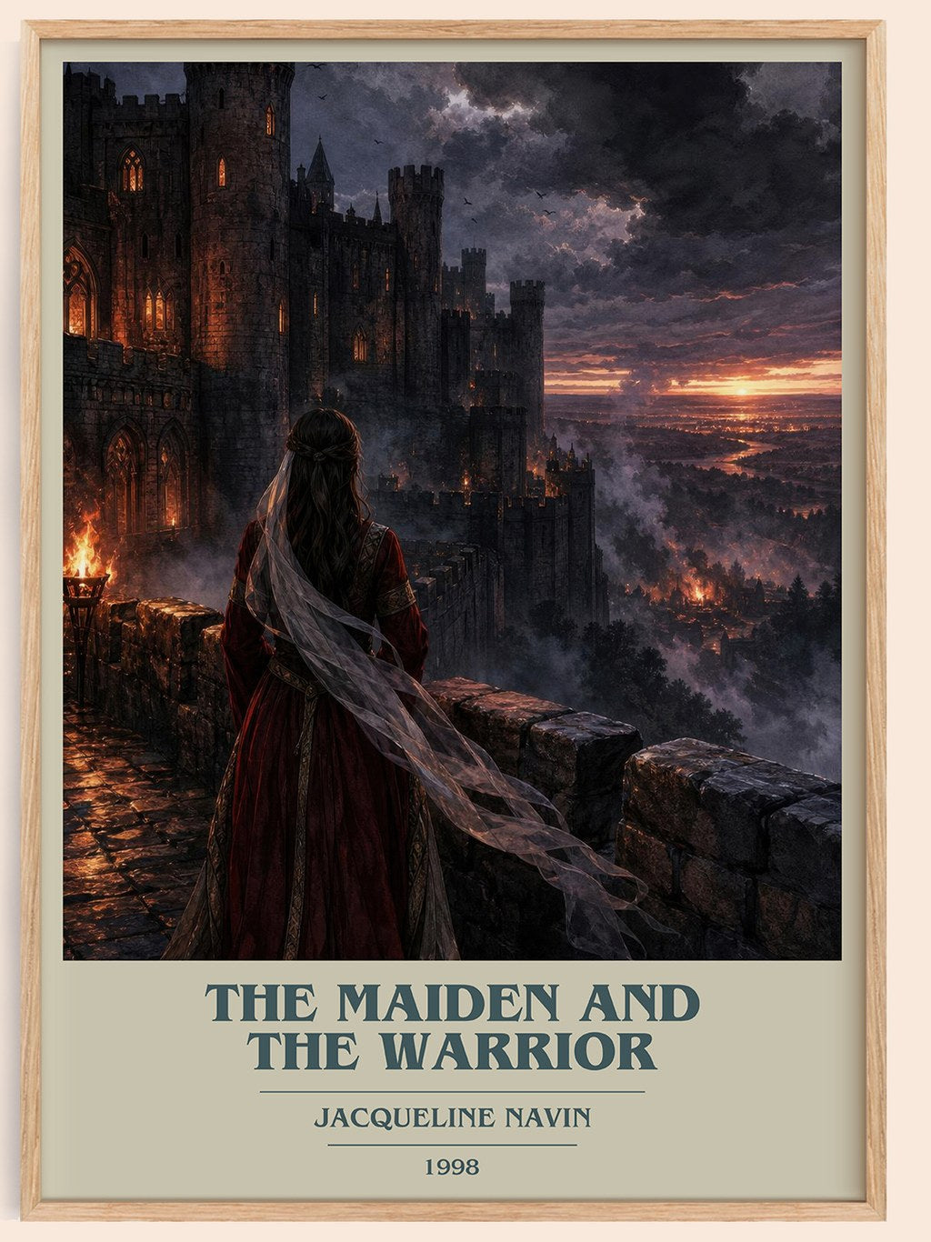 The Maiden and the Warrior book cover book poster by Jacqueline Navin – framed literary art print