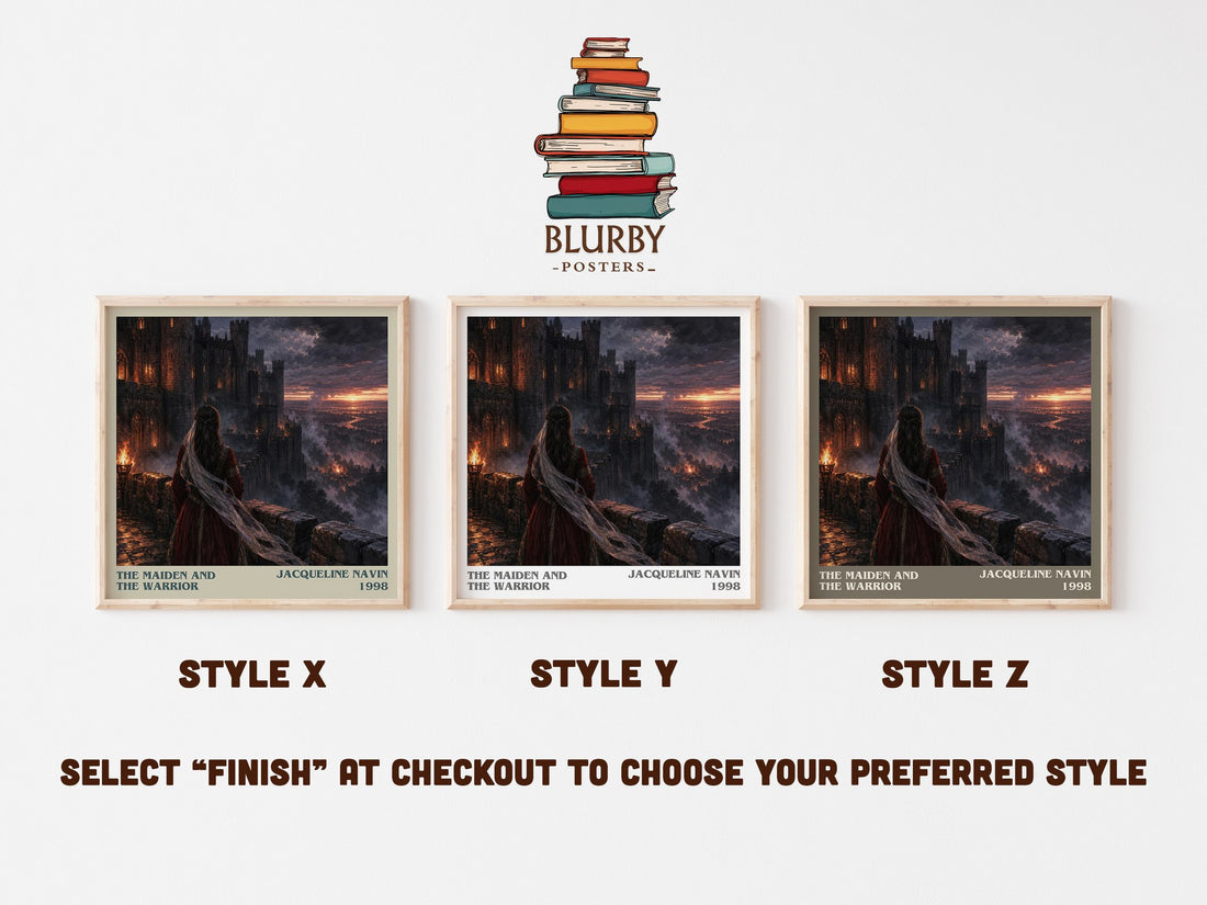 The Maiden and the Warrior literary print in frame leaning in hallway – romance wall art (mockup)