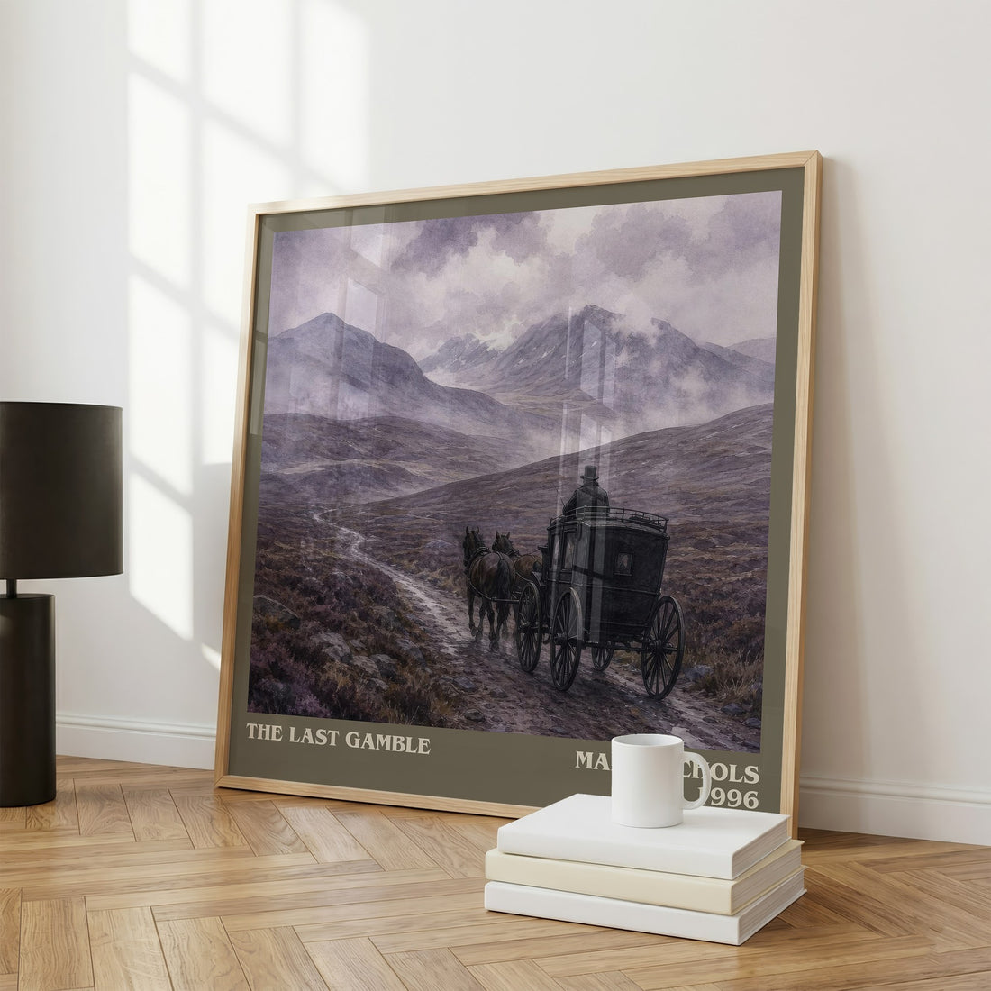The Last Gamble Literary Art Print by Mary Nichols – large square framed print leaning against a wall