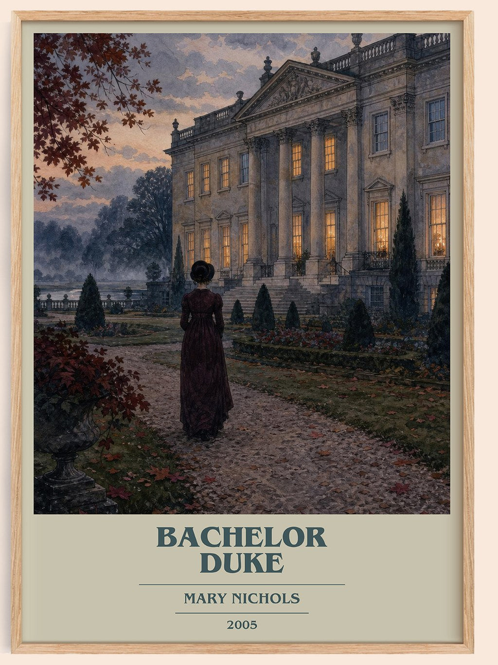 Bachelor Duke book cover book poster by Mary Nichols – framed literary art print