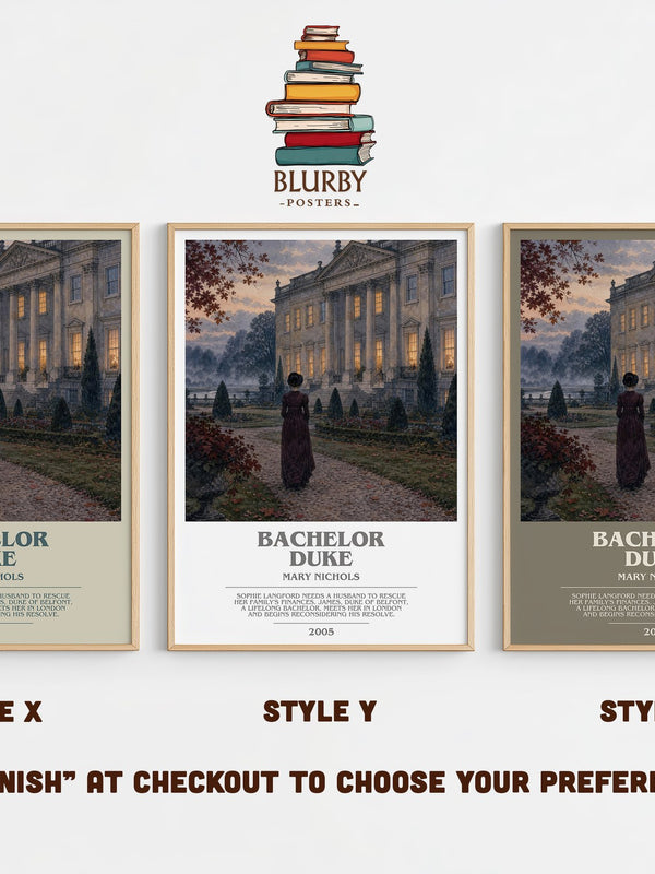 Bachelor Duke bookish print in frame leaning in hallway – romance wall art