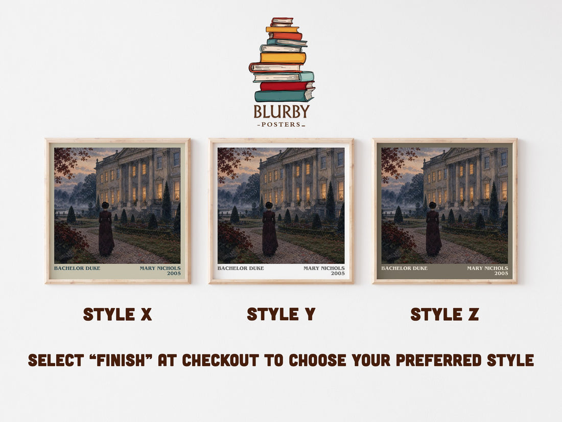 Bachelor Duke literary print in frame leaning in hallway – romance wall art (mockup)