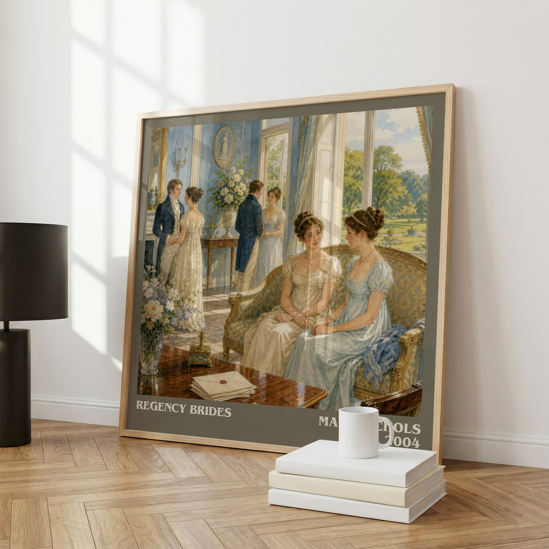Regency Brides literary print framed by window – literary home decor
