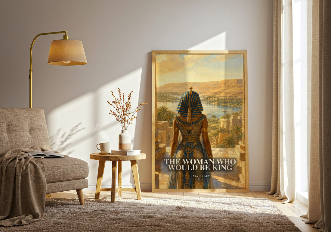 The Woman Who Would Be King watercolour print in frame leaning in hallway – non fiction wall art