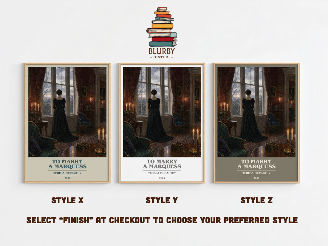 To Marry a Marquess book cover print in frame leaning in hallway – romance wall art (mockup)
