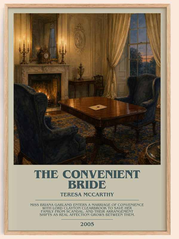 The Convenient Bride bookish book poster by Teresa McCarthy – framed literary art print