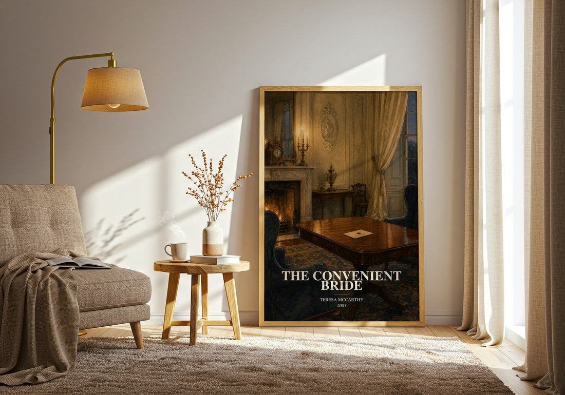 The Convenient Bride watercolour print in frame leaning in hallway – romance wall art