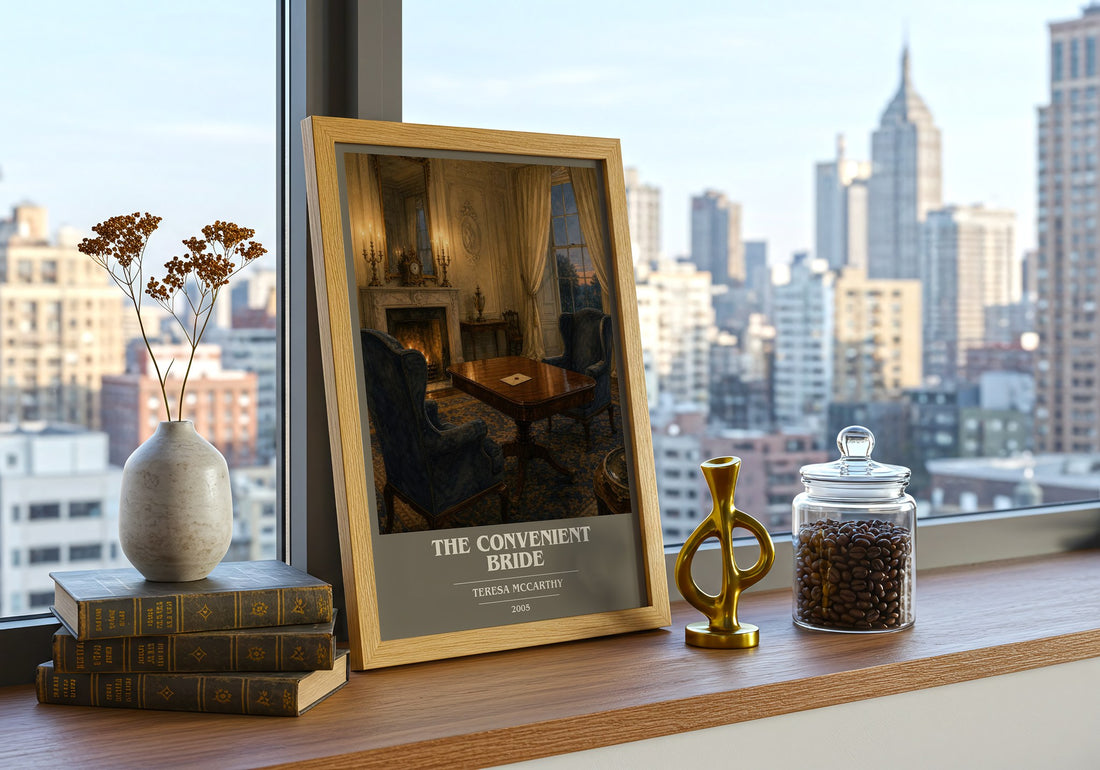 The Convenient Bride book cover print framed by window – literary home decor