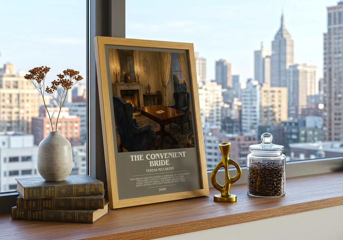 The Convenient Bride bookish print framed by window – literary home decor