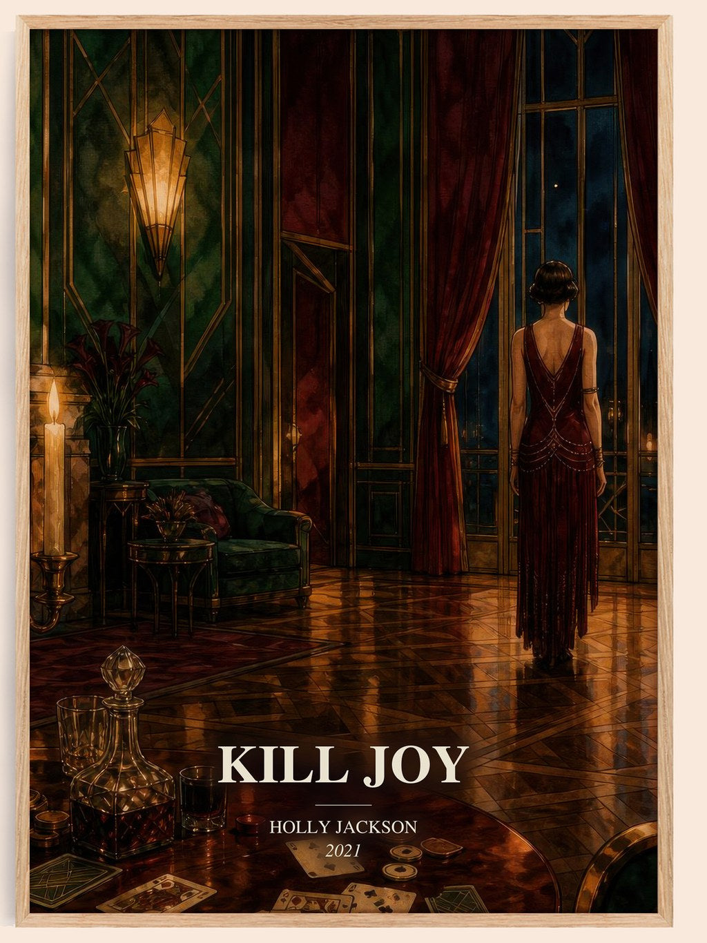 Kill Joy watercolour book poster by Holly Jackson – framed literary art print