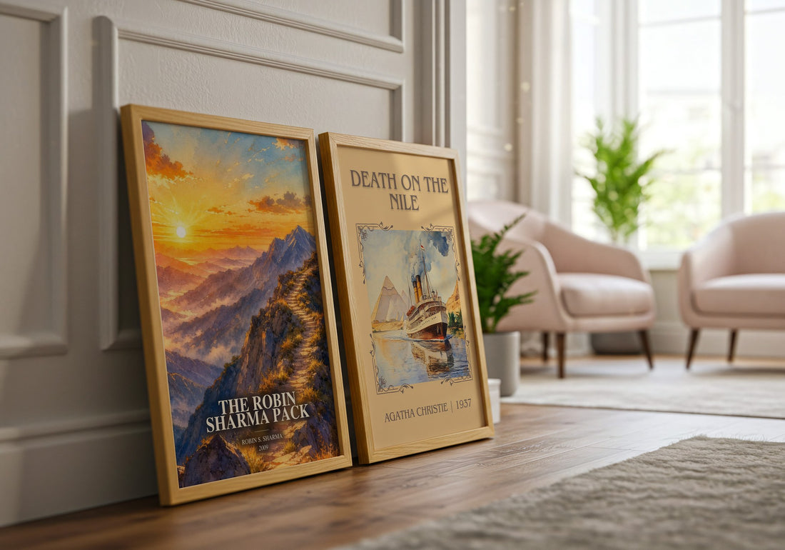 The Robin Sharma pack watercolour print framed by window – literary home decor
