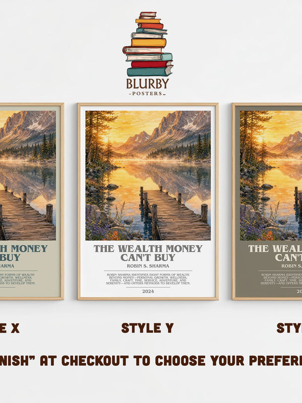 The Wealth Money Can't Buy bookish print in frame leaning in hallway – non fiction wall art