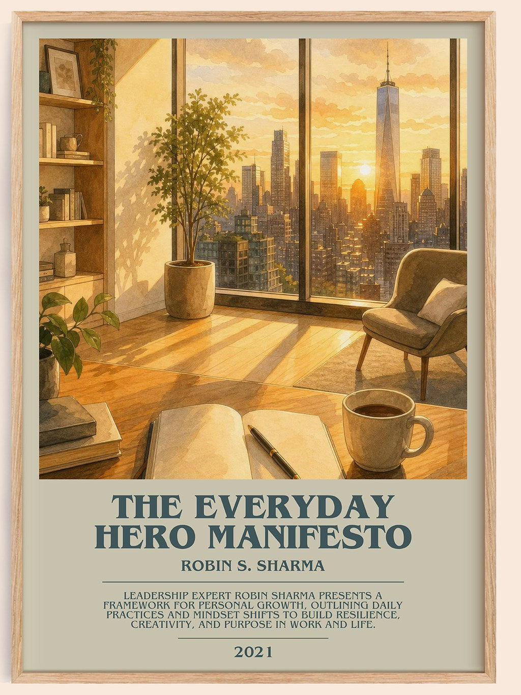 The Everyday Hero Manifesto bookish book poster by Robin S. Sharma – framed literary art print