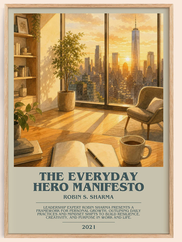 The Everyday Hero Manifesto bookish book poster by Robin S. Sharma – framed literary art print