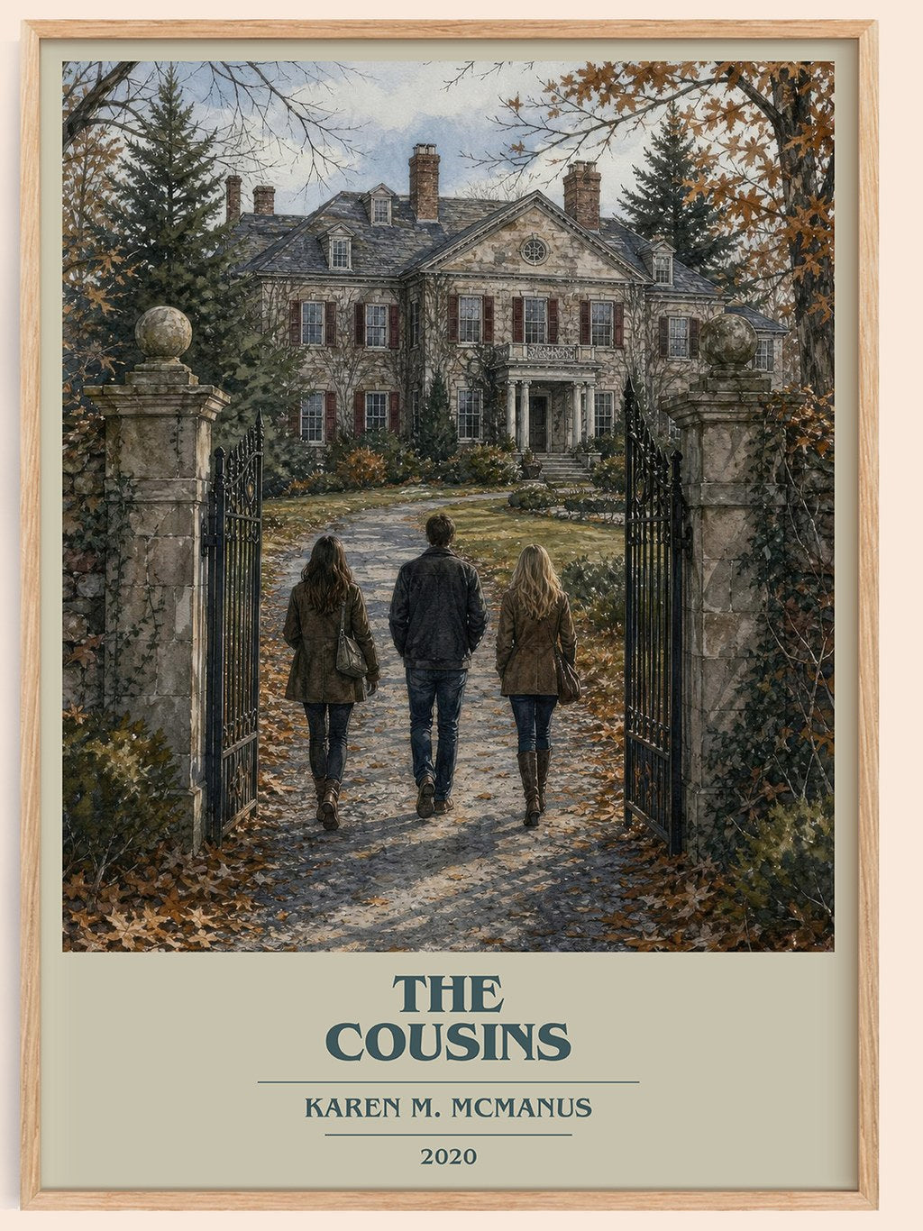 The Cousins book cover book poster by Karen M. McManus – framed literary art print