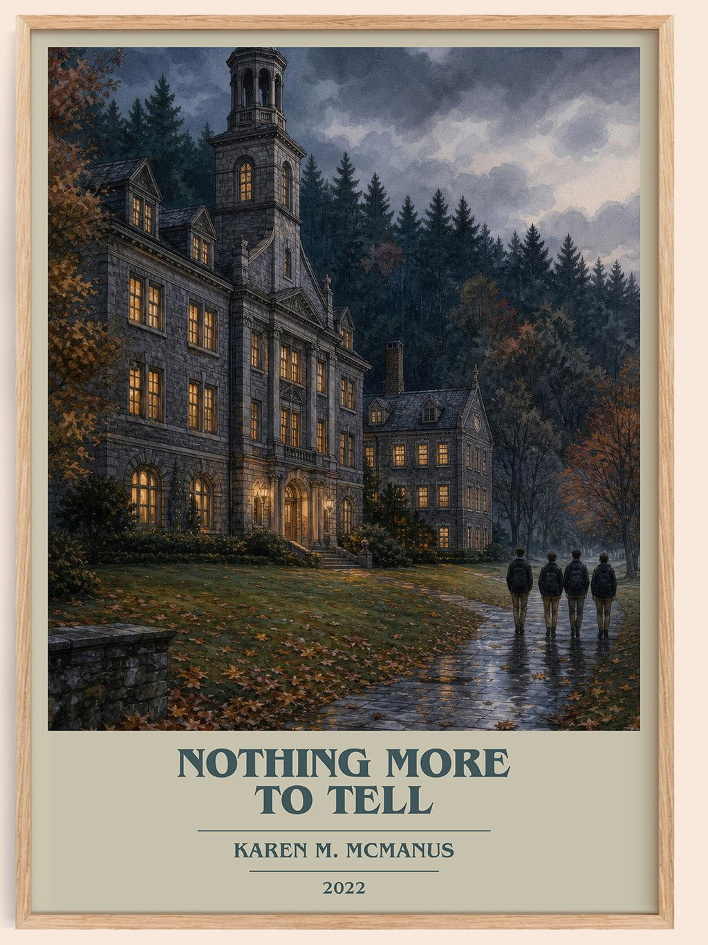 Nothing More to Tell book cover book poster by Karen M. McManus – framed literary art print