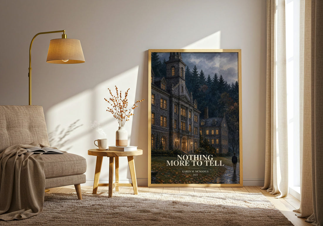 Nothing More to Tell watercolour print in frame leaning in hallway – young adult wall art