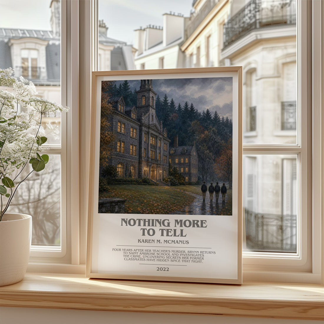 Nothing More to Tell bookish poster colour and style options – Karen M. McManus book art