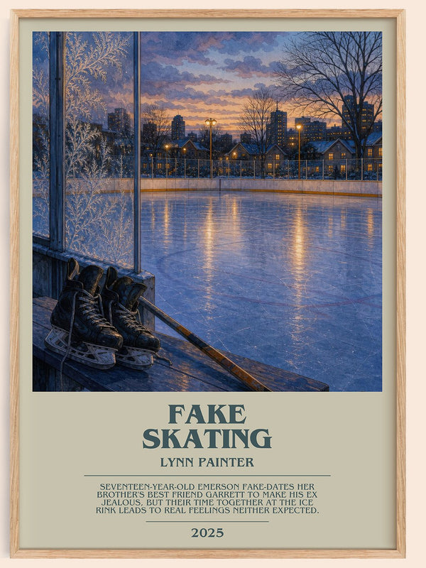 Fake Skating bookish book poster by Lynn Painter – framed literary art print