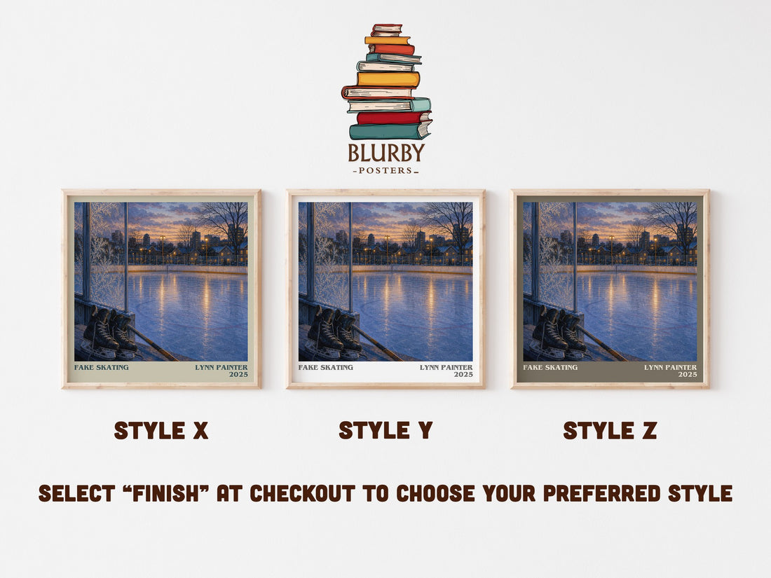Fake Skating literary print in frame leaning in hallway – romance wall art (mockup)